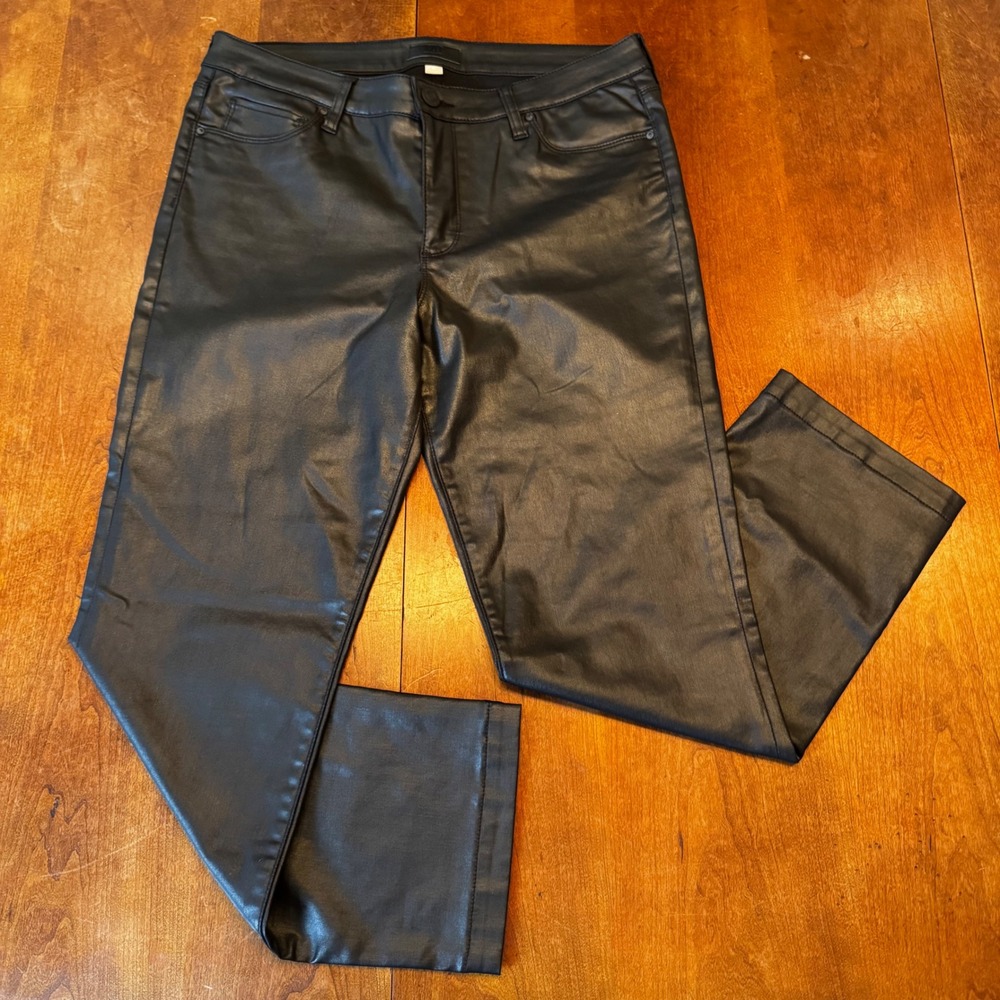 KUT from the Kloth Pants Womens 12 Black Coated Skinny KP2100MA1N Faux Leather - Picture 1 of 11